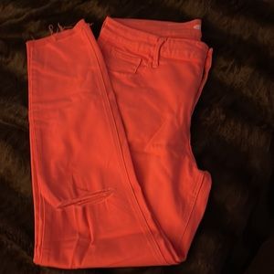 Old navy sz 12 salmon rockstar super skinny cut off ankle jeans